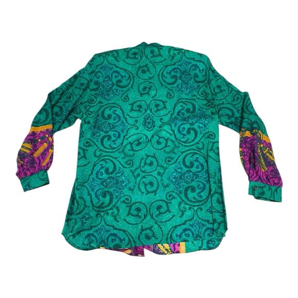 Vintage Style My Way M Green Purple Gold Baroque Medusa Head Medallion Tunic Top - Picture 10 of 10